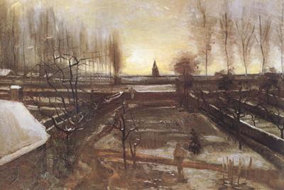 Vincent Van Gogh The Parsonage Garden at Nuenen in the Snow (nn04) France oil painting art